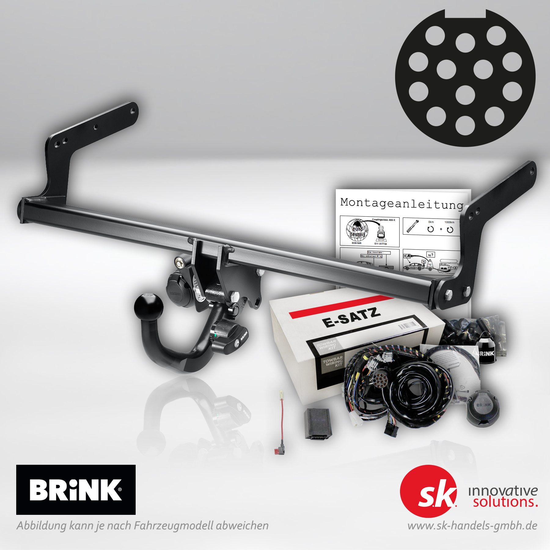Abnehmbare Anhängerkupplung von BRINK inklusive 13-poligem Elektrosatz für Land Rover Discovery Sport (L550)