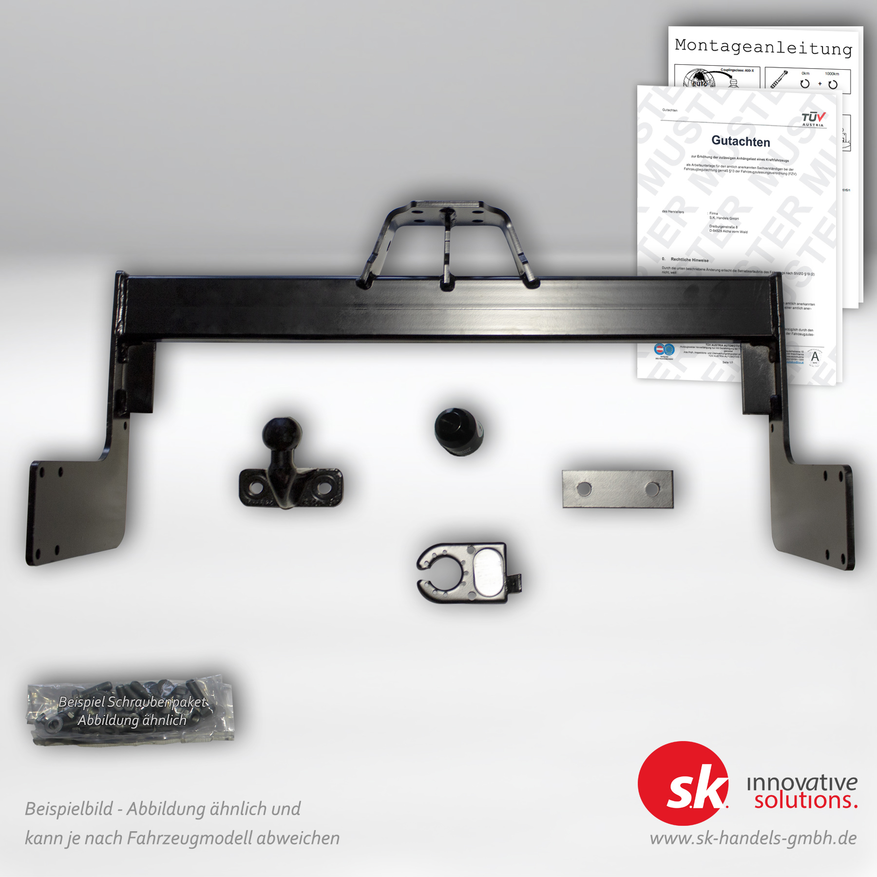 Verstärkte Anhängerkupplung, Flansch, für Mercedes-Benz Sprinter Kasten bis 3,8 t, durchgehende Trittstufe