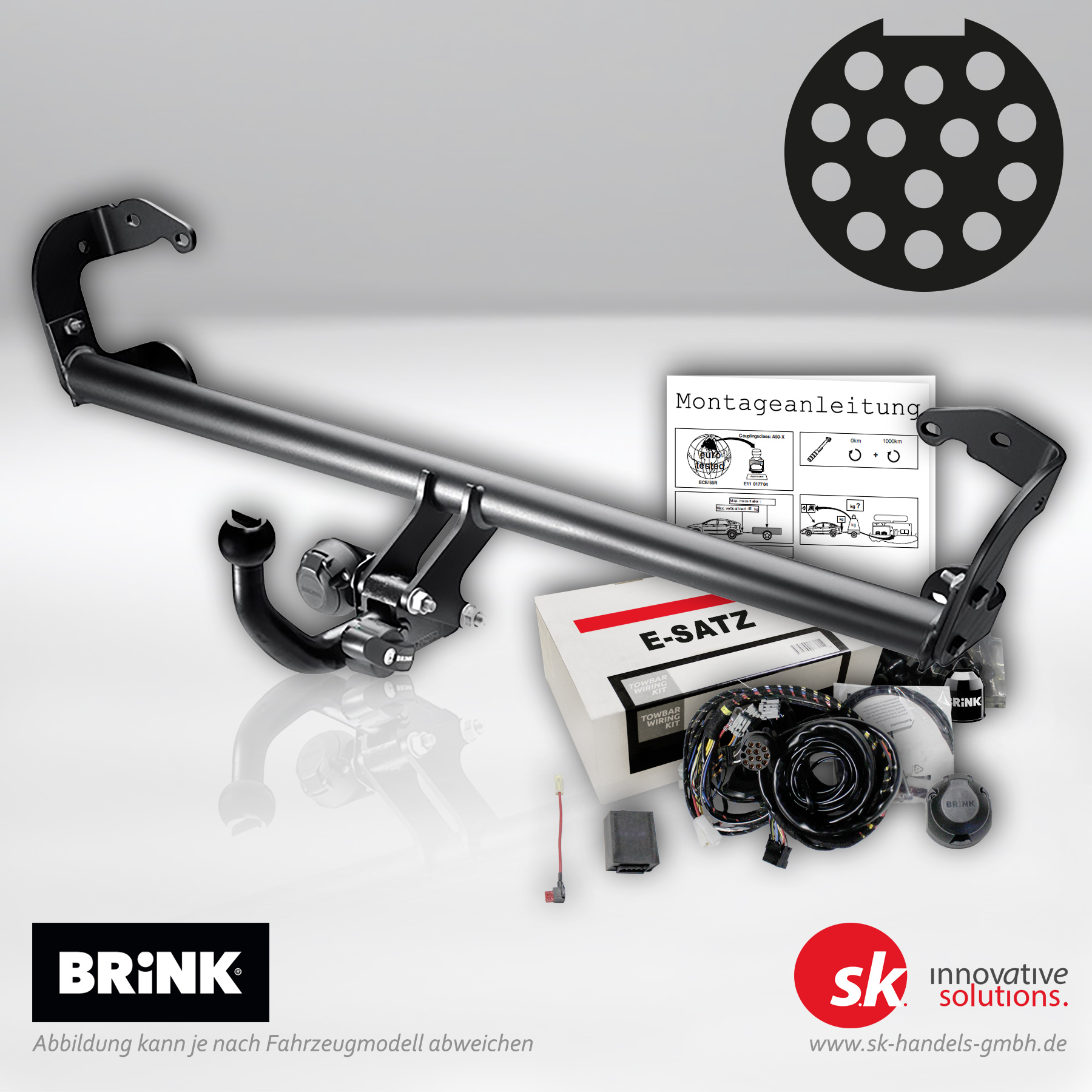 Abnehmbare Anhängerkupplung von BRINK inklusive 13-poligem Elektrosatz für KIA E-Niro