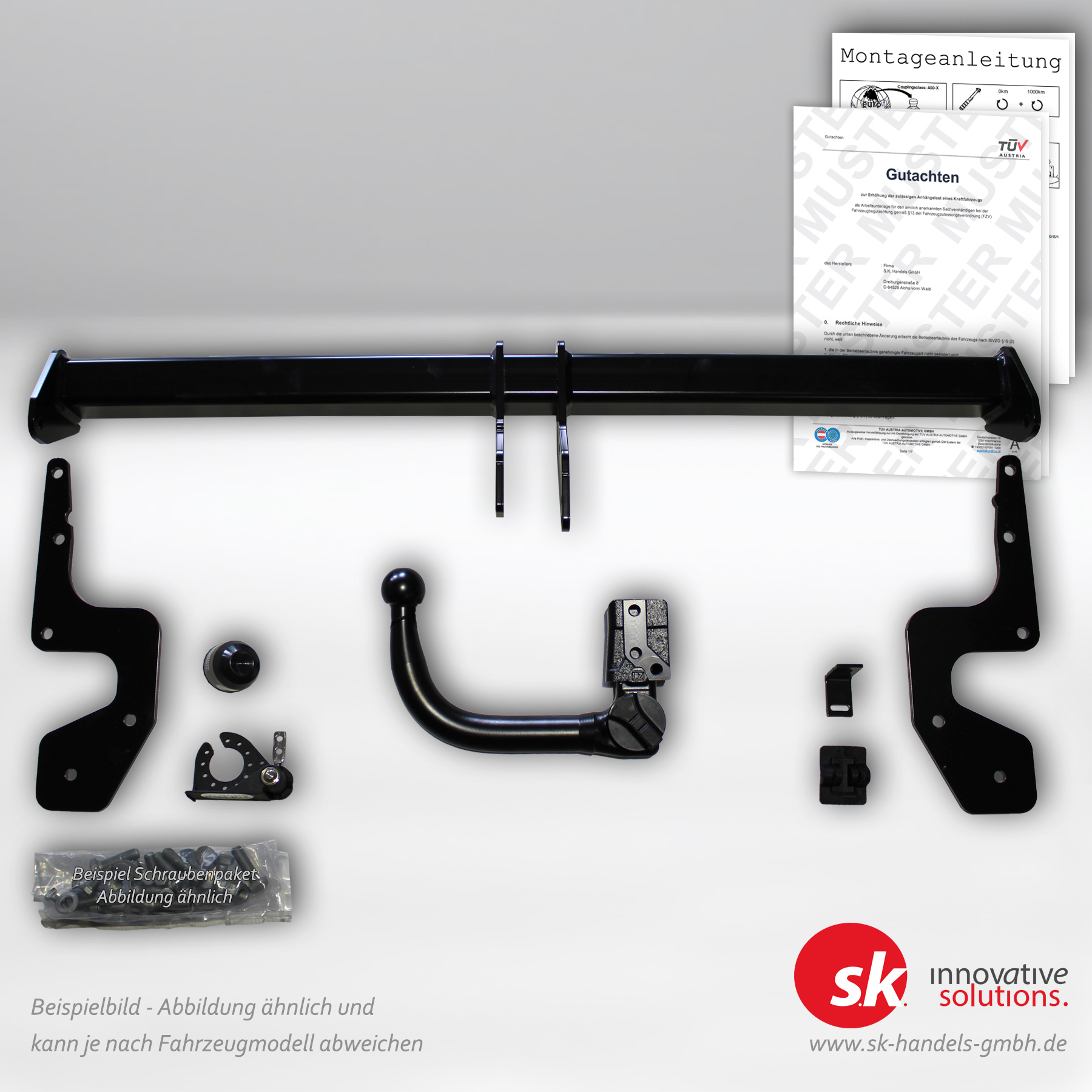 Set zur Anhängelasterhöhung mit Anhängerkupplung und Gutachten für Nissan Qashqai J12