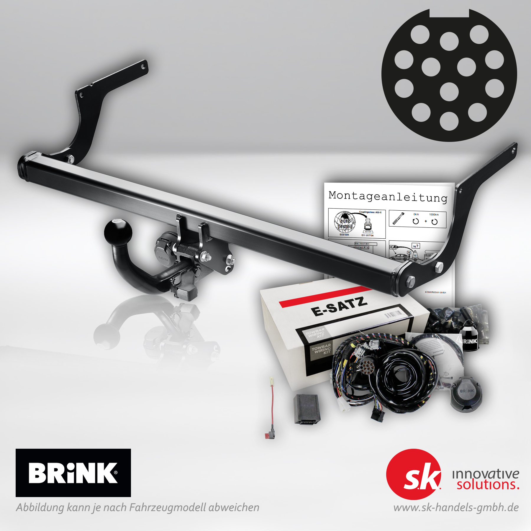 Abnehmbare Anhängerkupplung von BRINK inklusive 13-poligem Elektrosatz für Volvo V70 II (285)