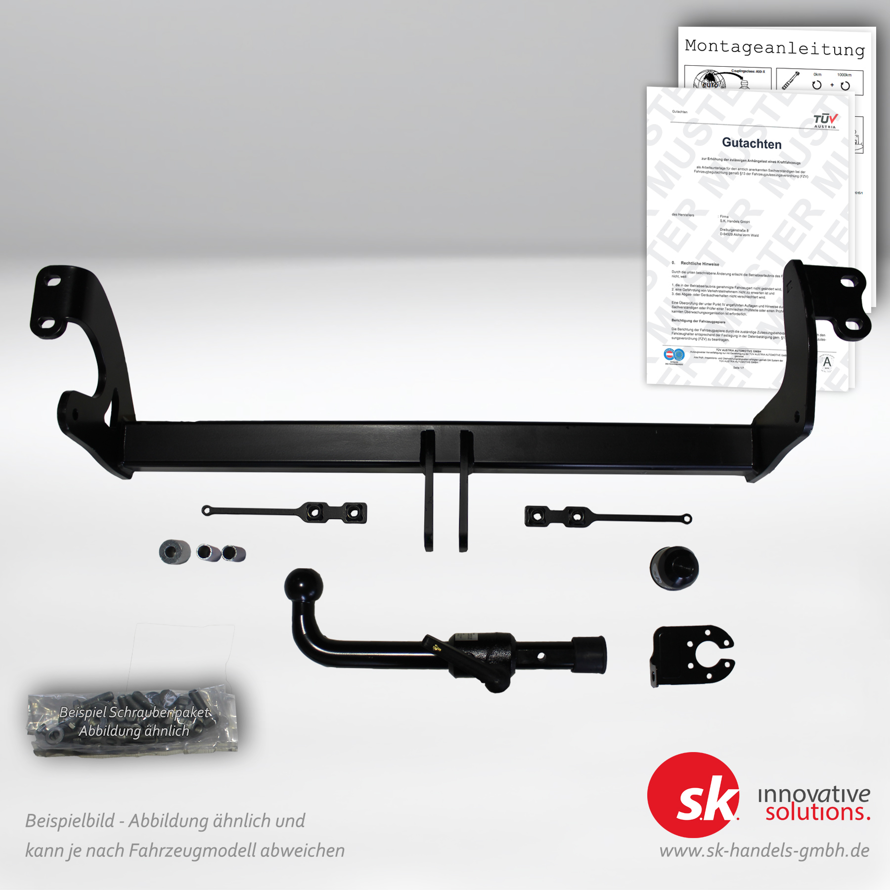 Set zur Anhängelasterhöhung mit Gutachten und Anhängerkupplung, abnehmbar, für Suzuki Jimny