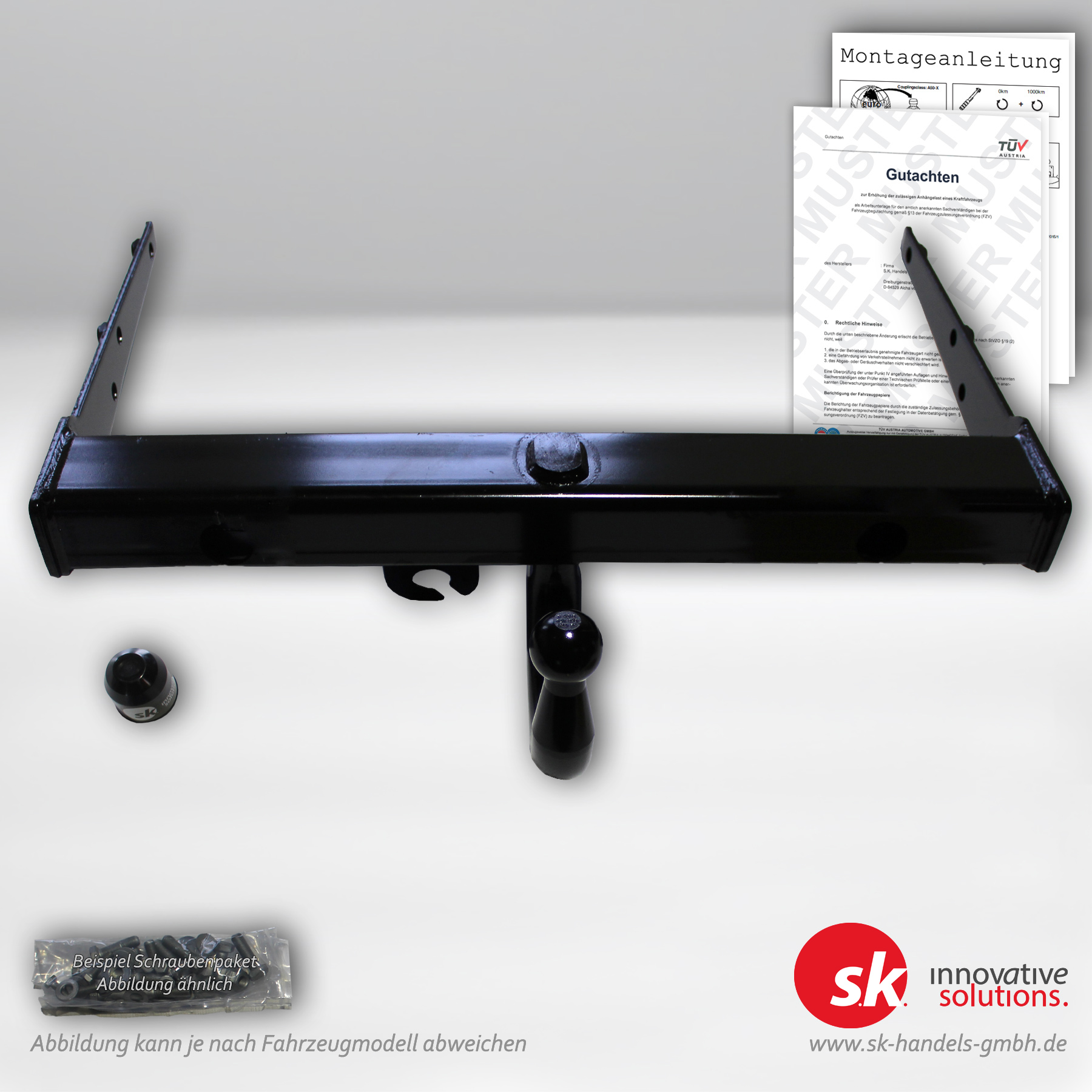 Verstärkte Anhängerkupplung, starr, für VW T5, T6 Hochladepritsche